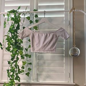 American Apparel Stretch Cotton Off the Shoulder Crop Top XS